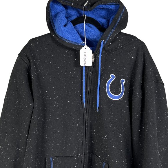 NFL Pro Line Men XL Indianapolis Colts Black Speckled Hoodie Jacket Sherpa Lined - Picture 16 of 16